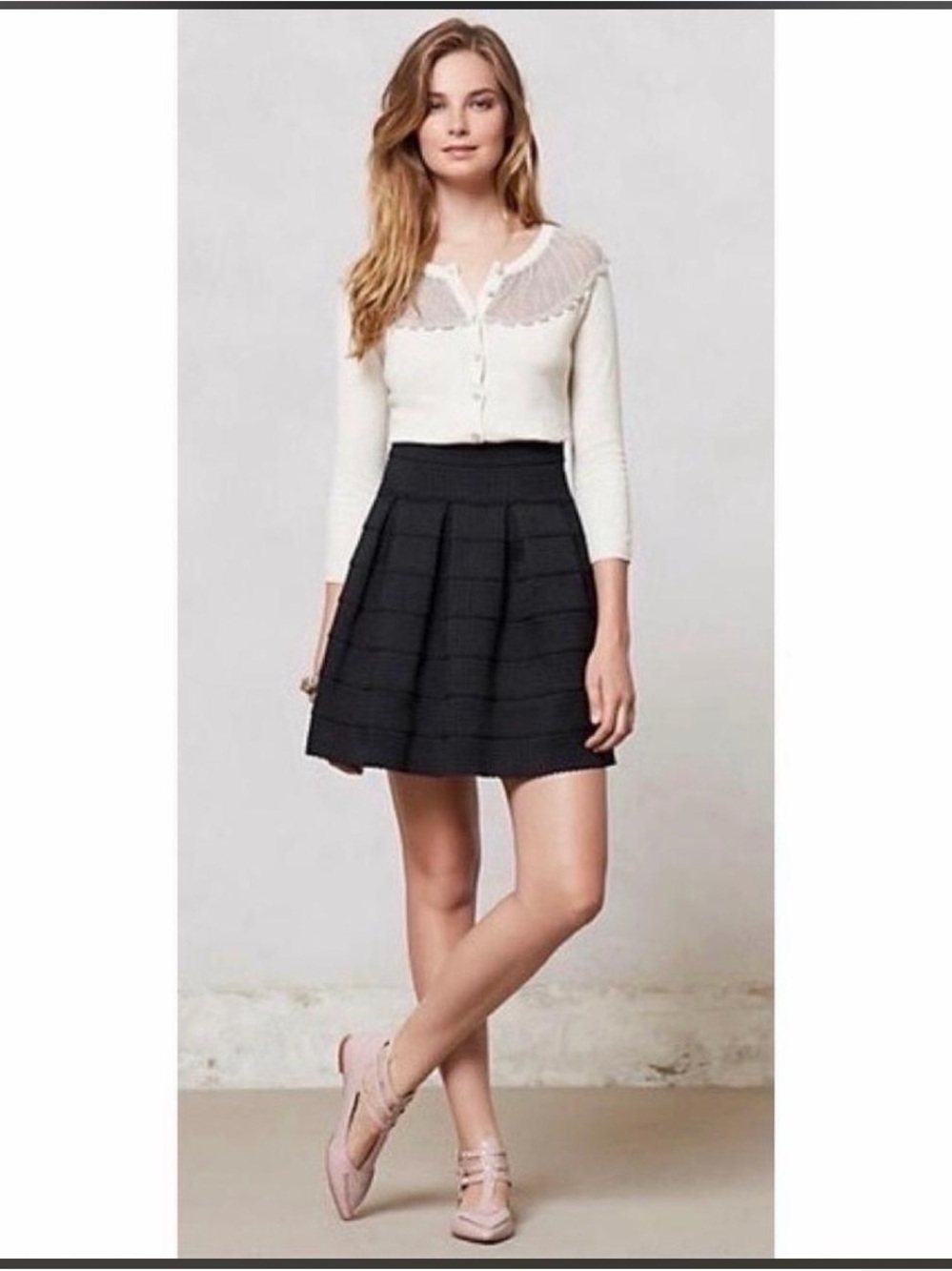 Anthropologie Black Pleated A-Line Mini Skirt - Women's Classic Flare XS / S